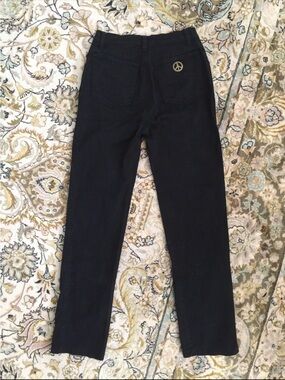 Moschino jeans 28 XS or S Black Straight-Leg Chinos Peace Emblem vintage